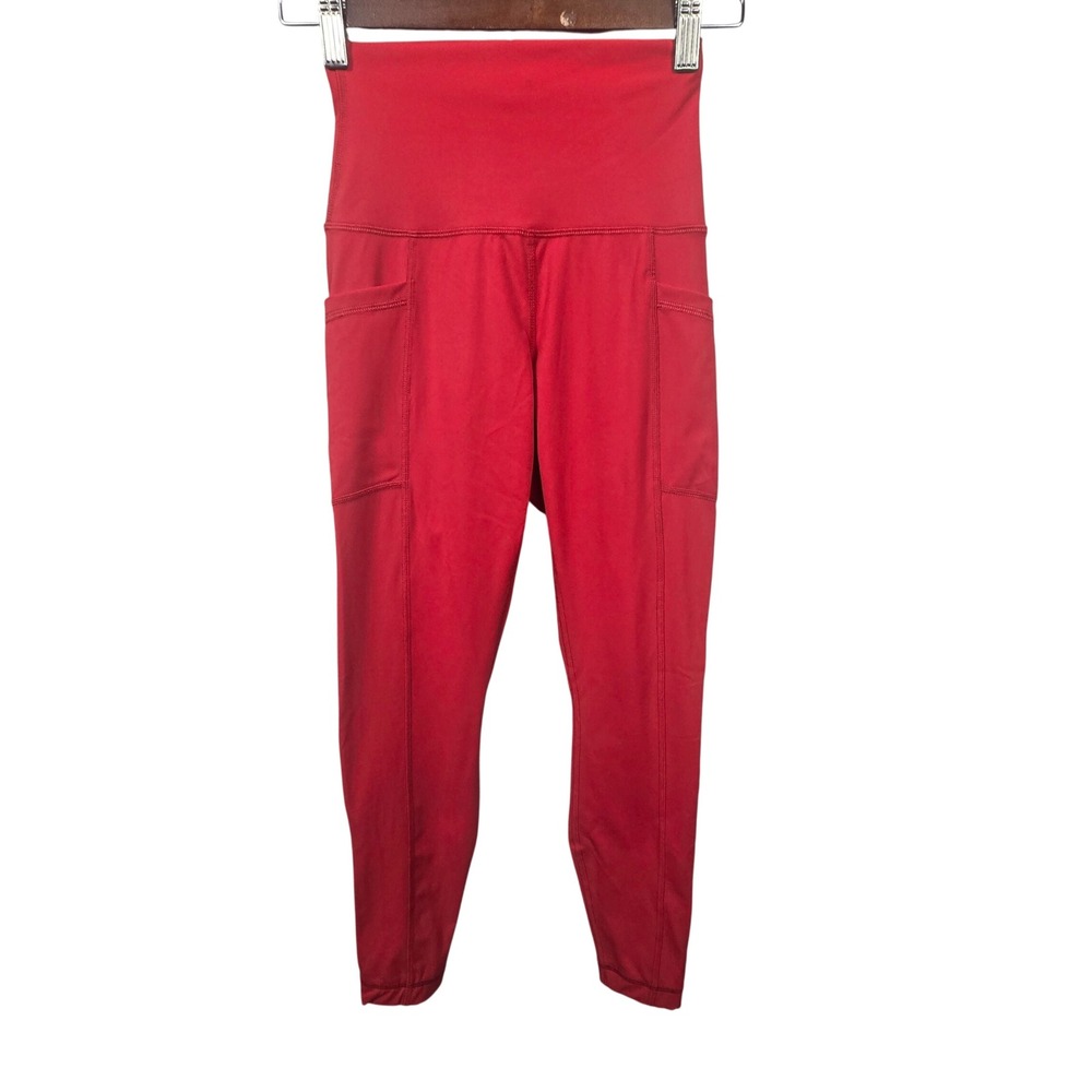 90 Degree by Reflex Red Athletic Pocket Leggings XS High Waist Yoga Pants